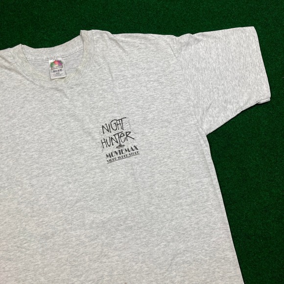 Vintage Night Hunter Shirt Mens XL Gray 1996 Movie Promo Moviemax Store Logo 90s